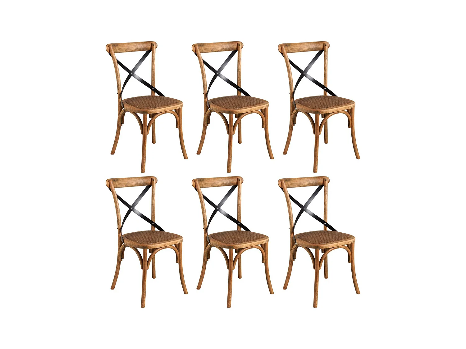 Chaise bistrot en hêtre vieilli Lot de 6