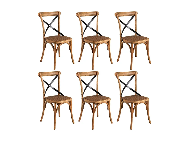 Chaise bistrot en hêtre vieilli Lot de 6