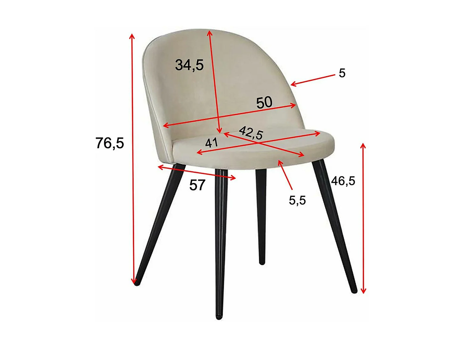 Chaise en velours avec pieds en acier Velvet (Lot de 2)