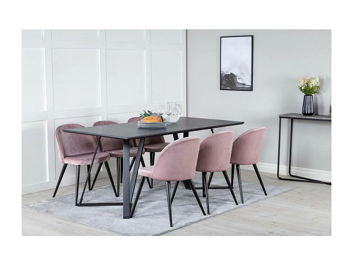 Chaise en velours avec pieds en acier Velvet (Lot de 2)