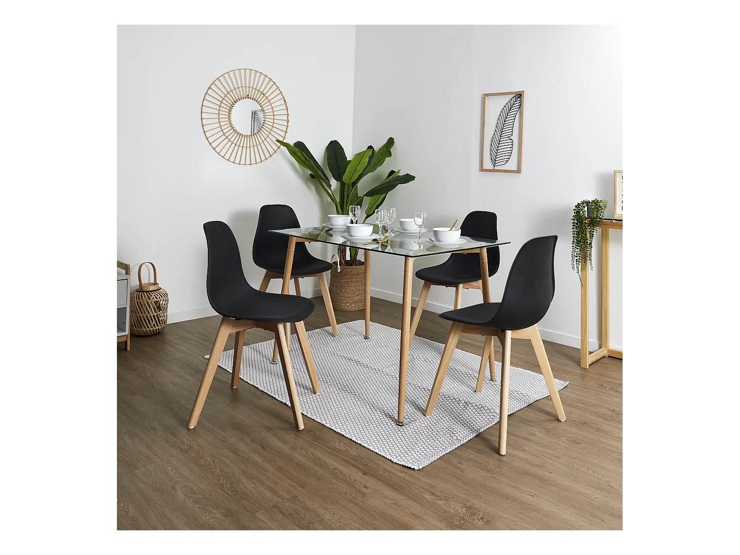 Chaise Scandinave Coque Noire - Lot De 4 Noir