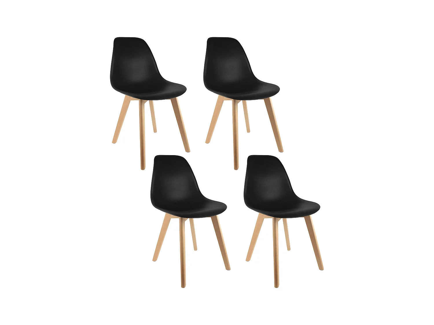 Lot De 4 Chaises Scandinave Coque Pp Noire M4