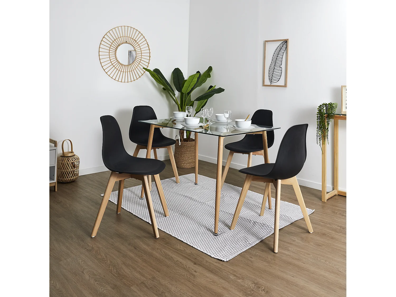 Lot de 4 Chaises - HOME DECO FACTORY - Scandinave Coque PP - Noir