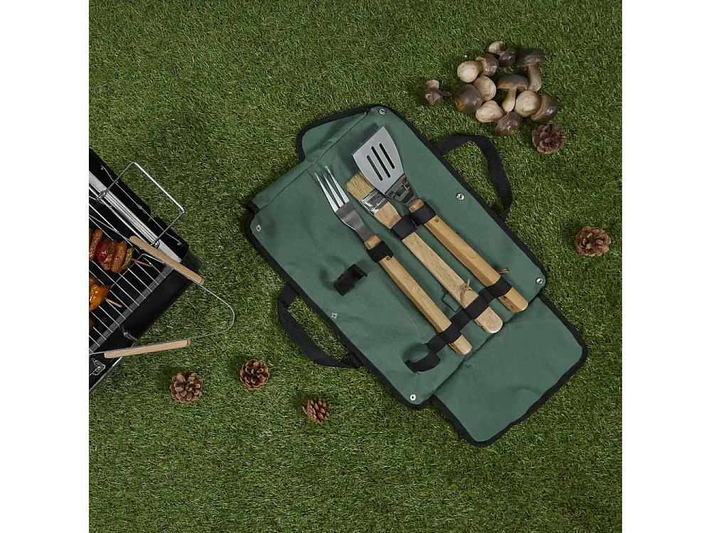 Ustensile Barbecue X4 Noir, Marron, Argent