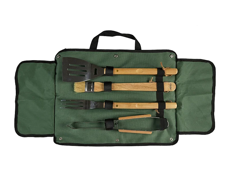 Ustensile Barbecue X4 Noir, Marron, Argent