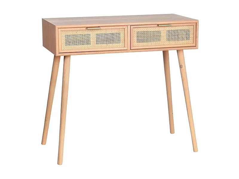 Console en MDF et rotin tressé Roro