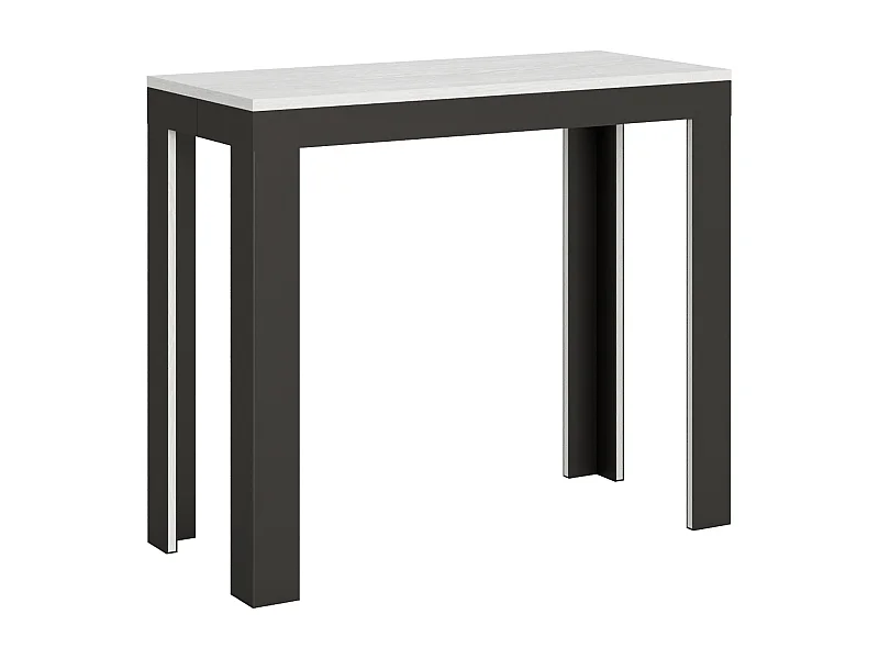 Mesa consola extensível 90x40/300 cm Linea Evolution Cinza Branca quadro Antracite