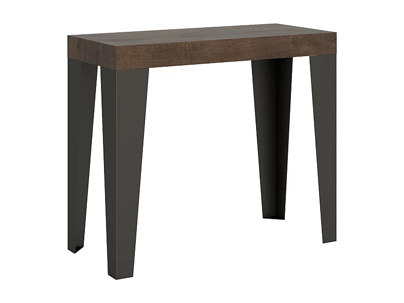Uitschuifbare sidetable 90x40/300 cm Flame walnoot met antraciet frame