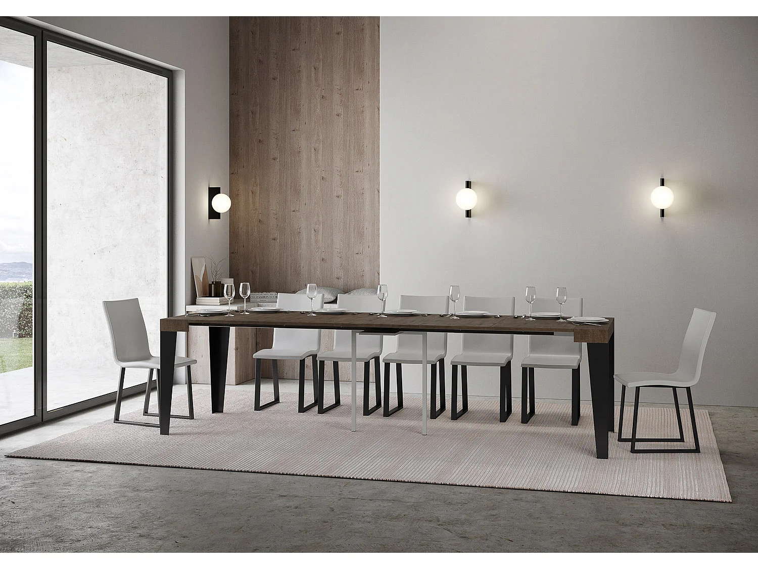 Consolle allungabile 90x40/300 cm Flame noce