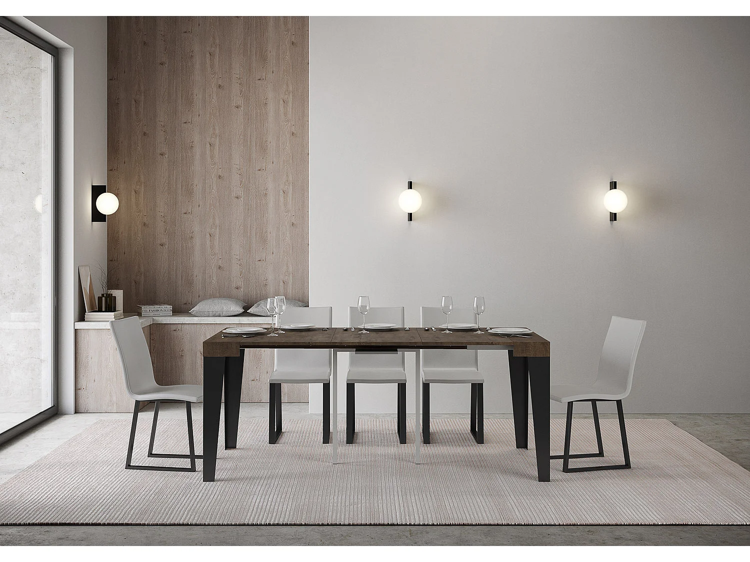 Consolle allungabile 90x40/300 cm Flame noce