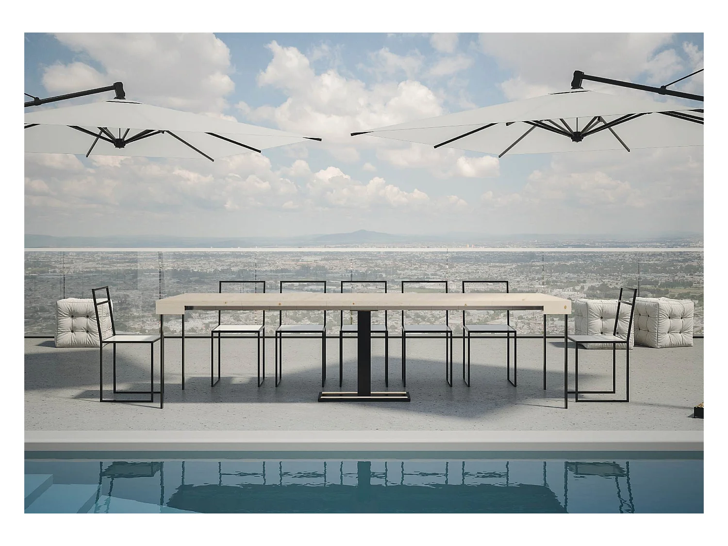 Console Mimosa Sapin Nature cadre Anthracite