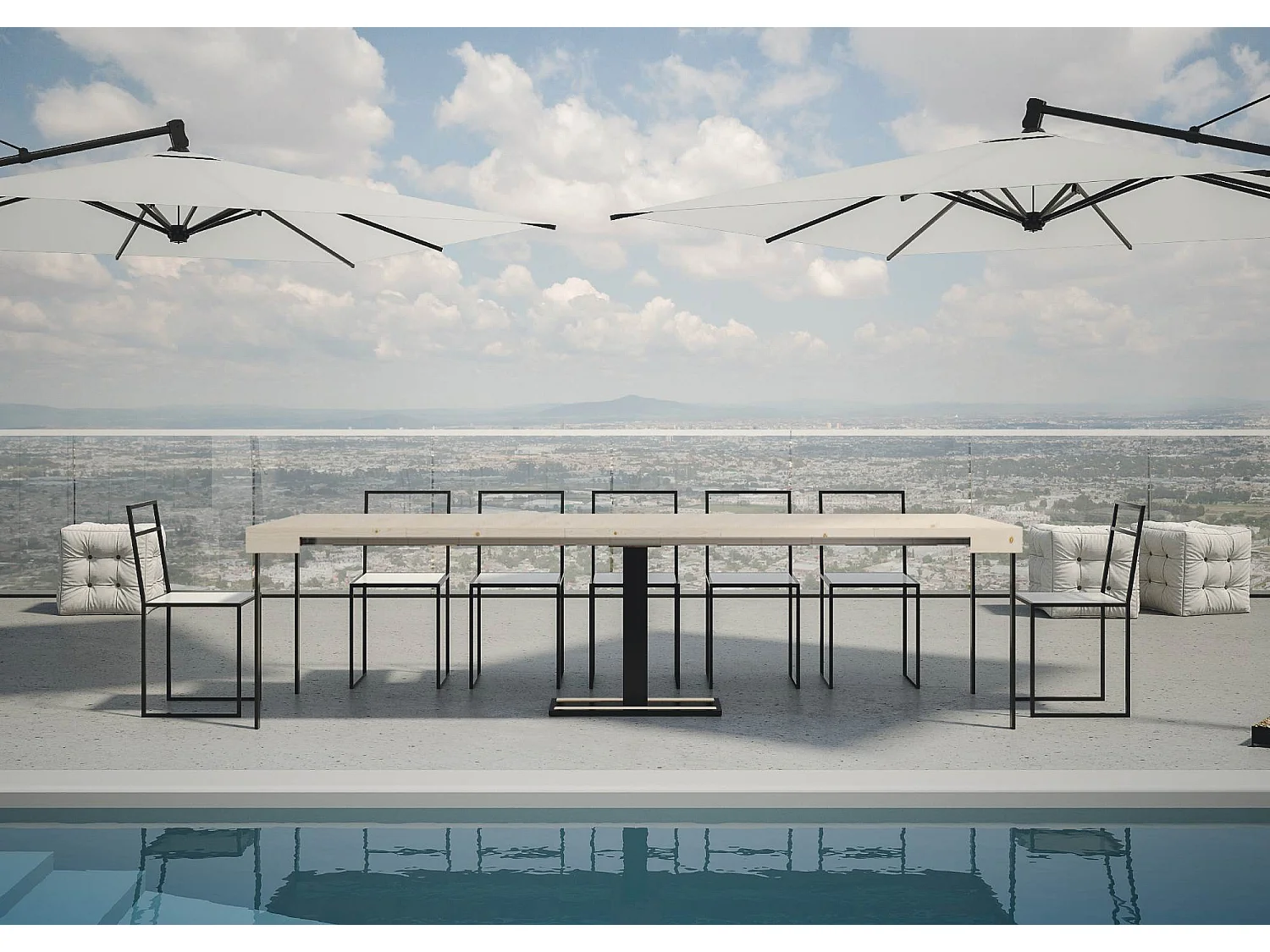 Console Mimosa Sapin Nature cadre Anthracite