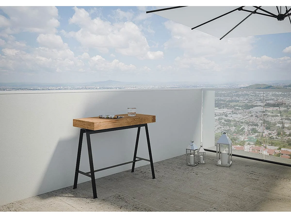 Rozkładana konsola 90x40/190 cm Mała ławka Premium barwiona jodła antracytowa