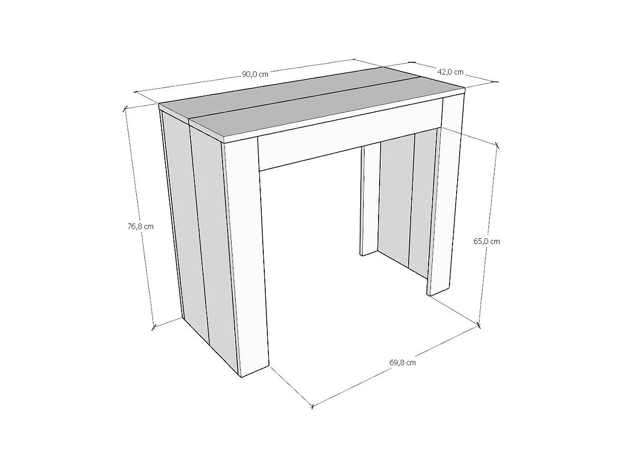 Uitschuifbare sidetable 90x42/198 cm Emy Small structuur antraciet