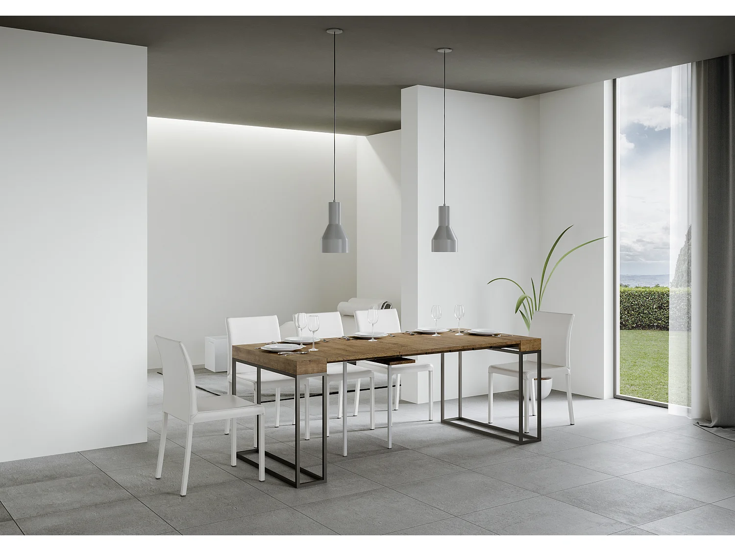 Consola extensible 90x40/300 cm Epoca Nogal estructura Antracita