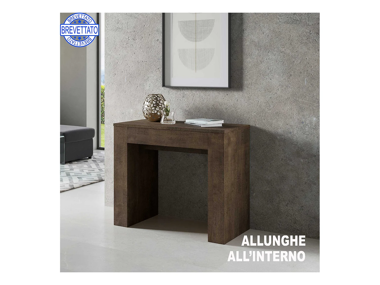 Konsola rozkładana 90x49/307 cm Extra Walnut