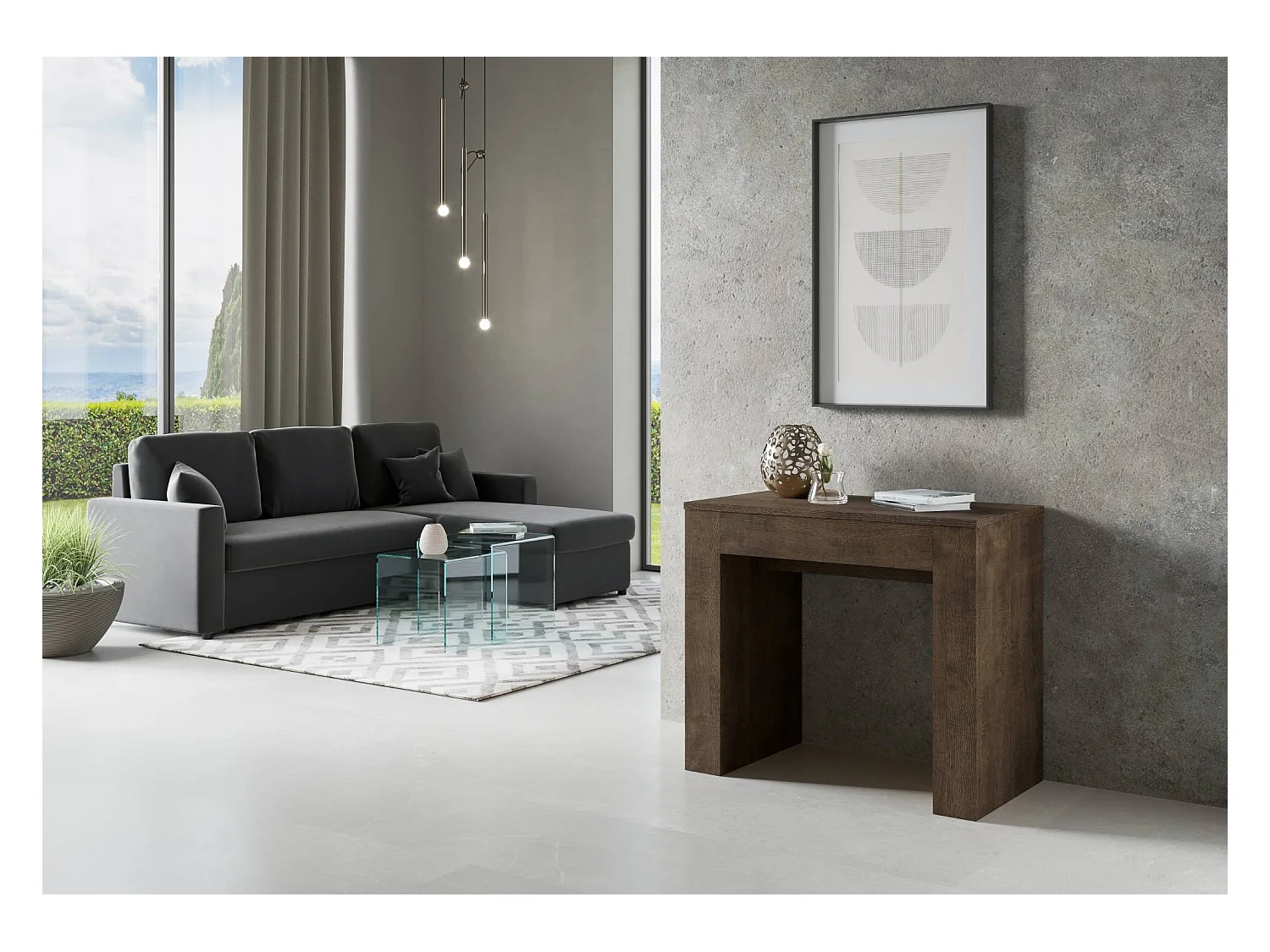 Konsola rozkładana 90x49/307 cm Extra Walnut