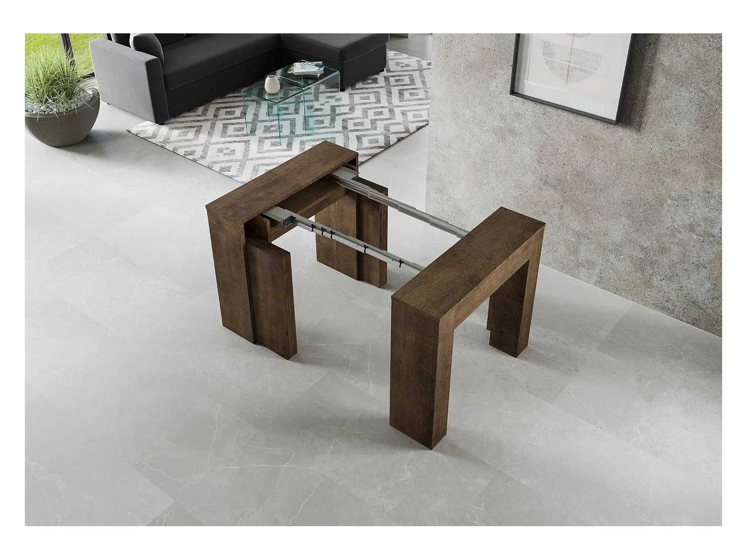 Konsola rozkładana 90x49/307 cm Extra Walnut