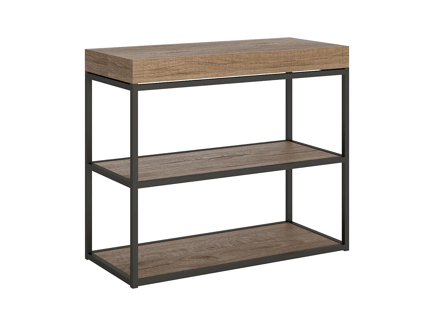 Console extensible 90x40/300 cm Plano Chêne Nature cadre Anthracite