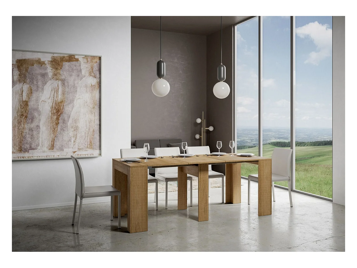 Console extensible 90x42/302 cm Modem Chêne Nature