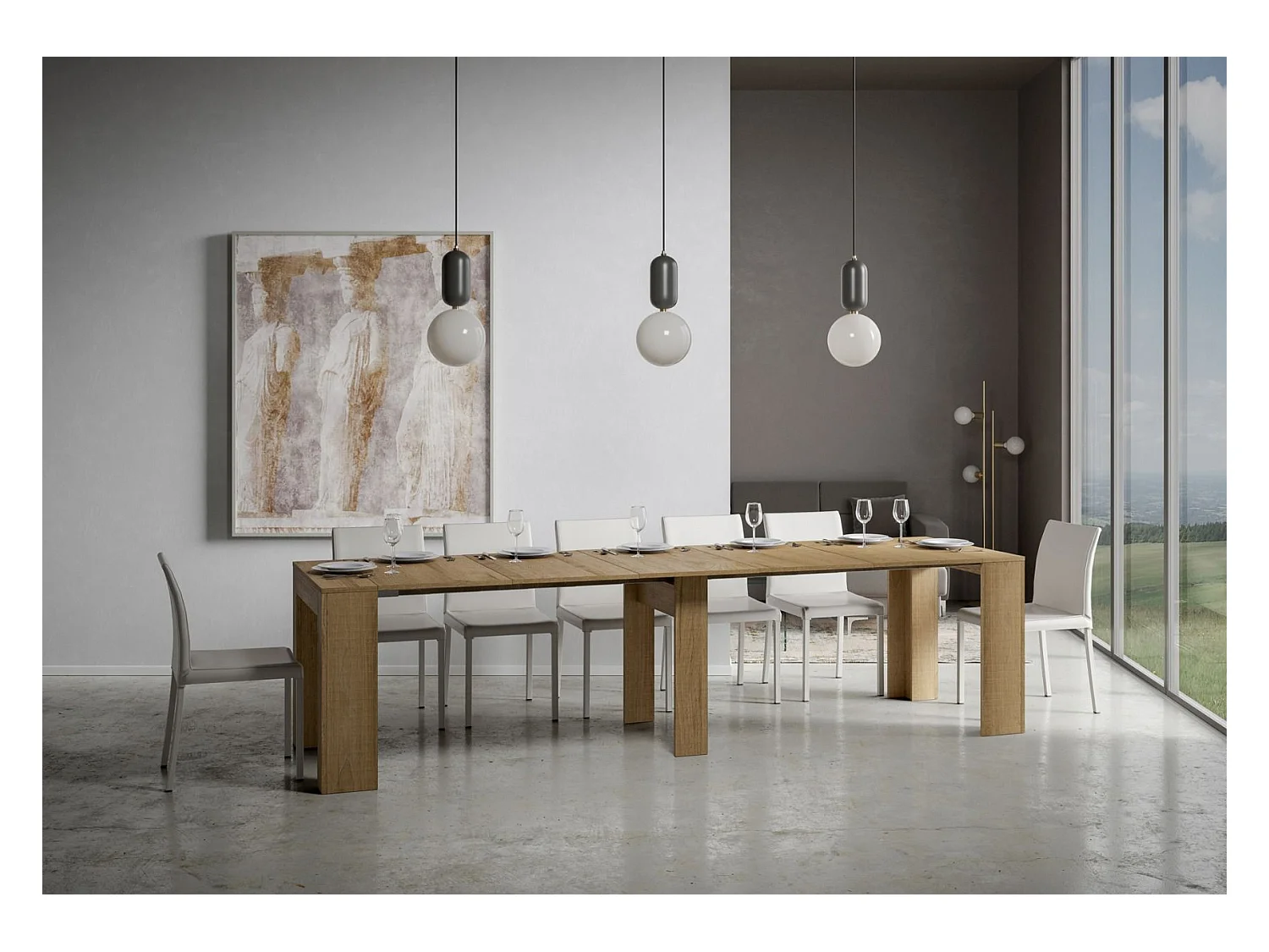 Console extensible 90x42/302 cm Modem Chêne Nature