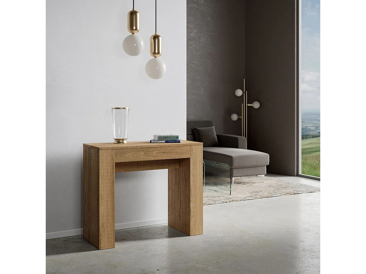 Mesa consola extensível 90x42/302 cm Modem Carvalho Natural