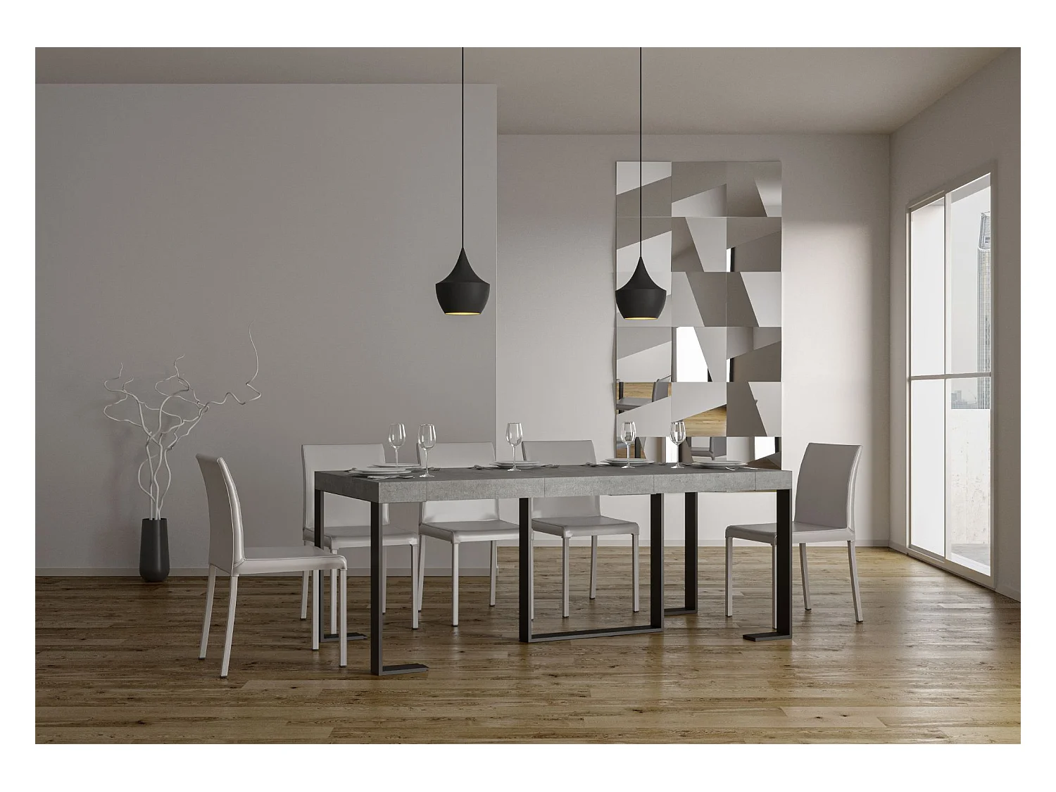 Consola extensible 90x40/300 cm Futura Premium Estructura Cemento Antracita