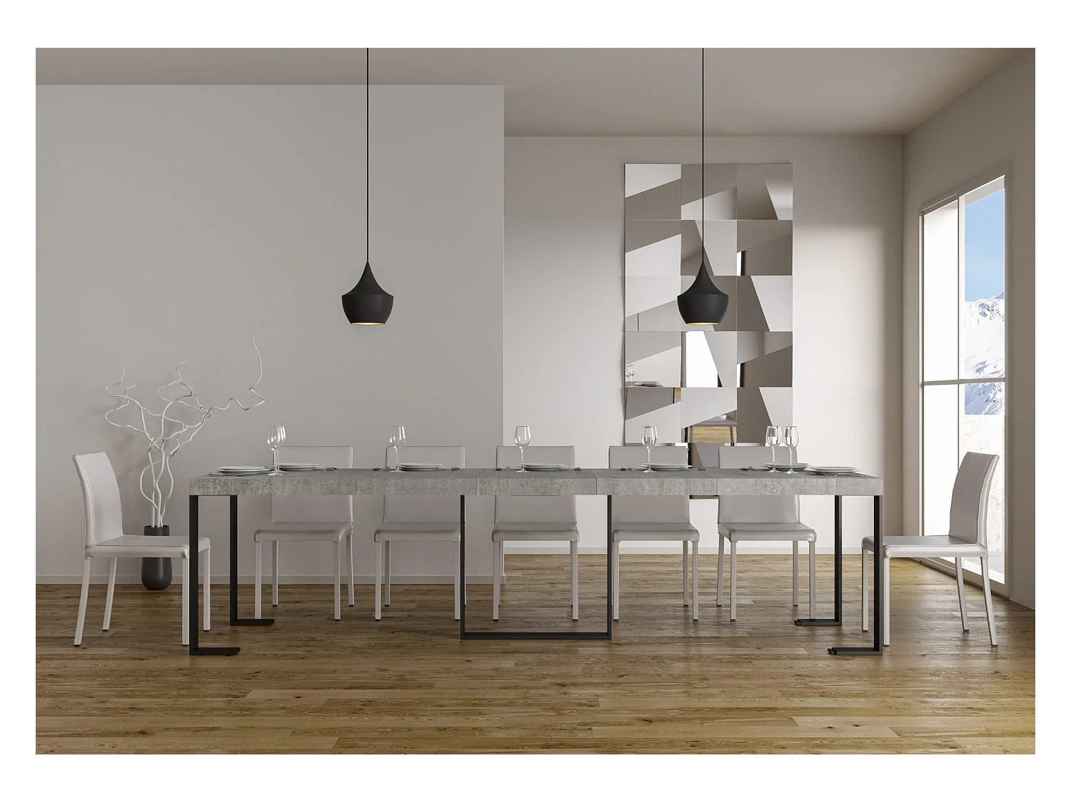 Consola extensible 90x40/300 cm Futura Premium Estructura Cemento Antracita