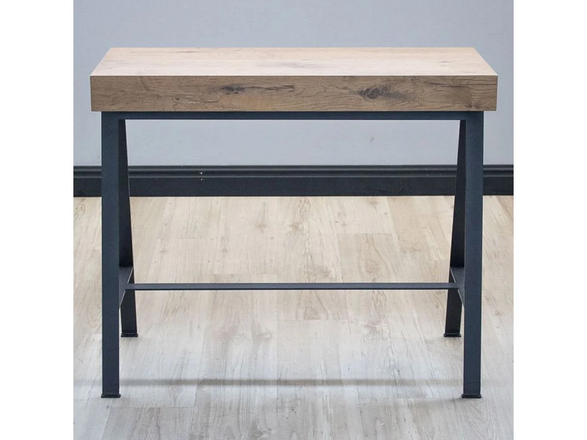 Wysuwana konsola 90x40/196 cm Small Office Premium Natural Dąb Struktura Antracyt