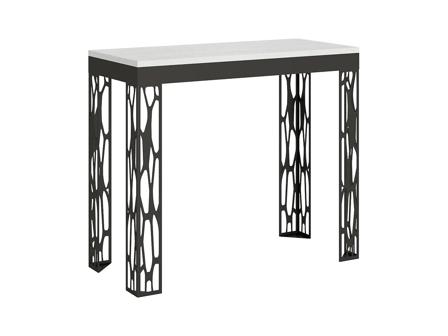 Console extensible 90x40/300 cm Ghibli Evolution Frêne Blanc cadre Anthracite