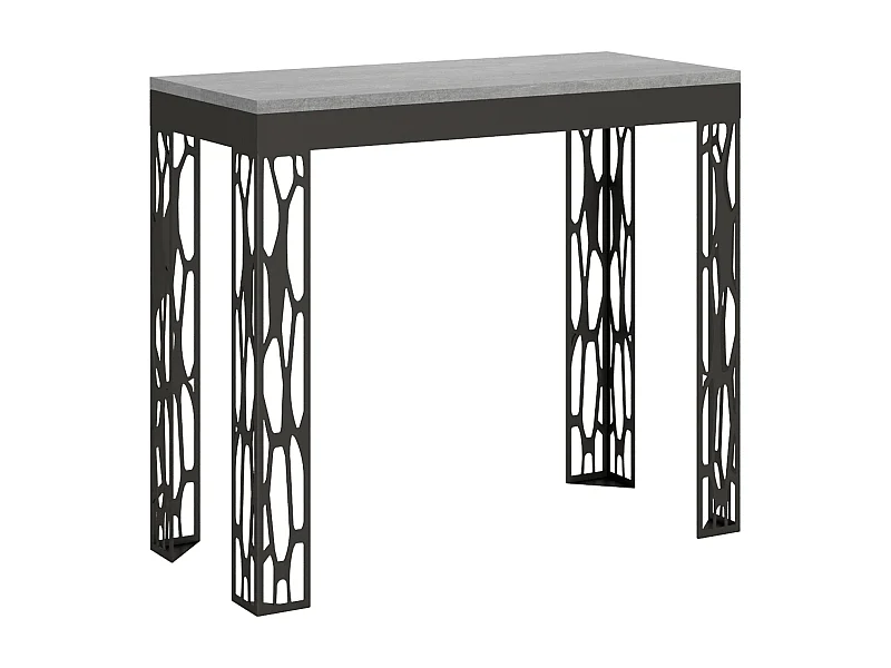 Uitschuifbare sidetable 90x40/196 cm Ghibli Evolution Small cement met antraciet frame