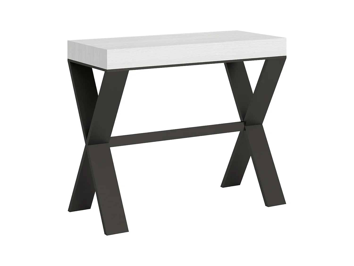 Console extensible 90x40/196 cm Xenia Small Frêne Blanc cadre Anthracite