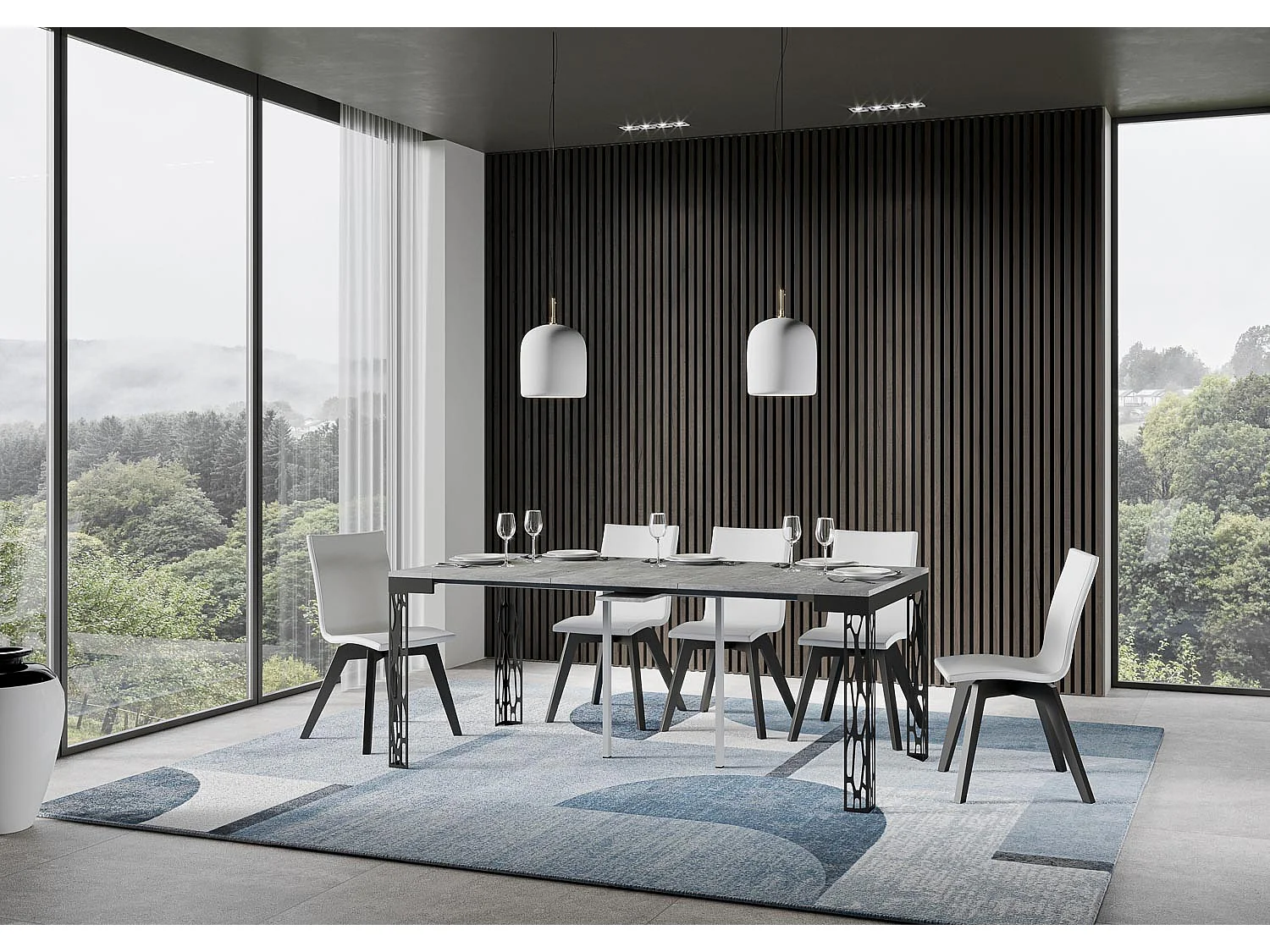 Console extensible 90x40/300 cm Ghibli Evolution Gris Béton cadre Anthracite