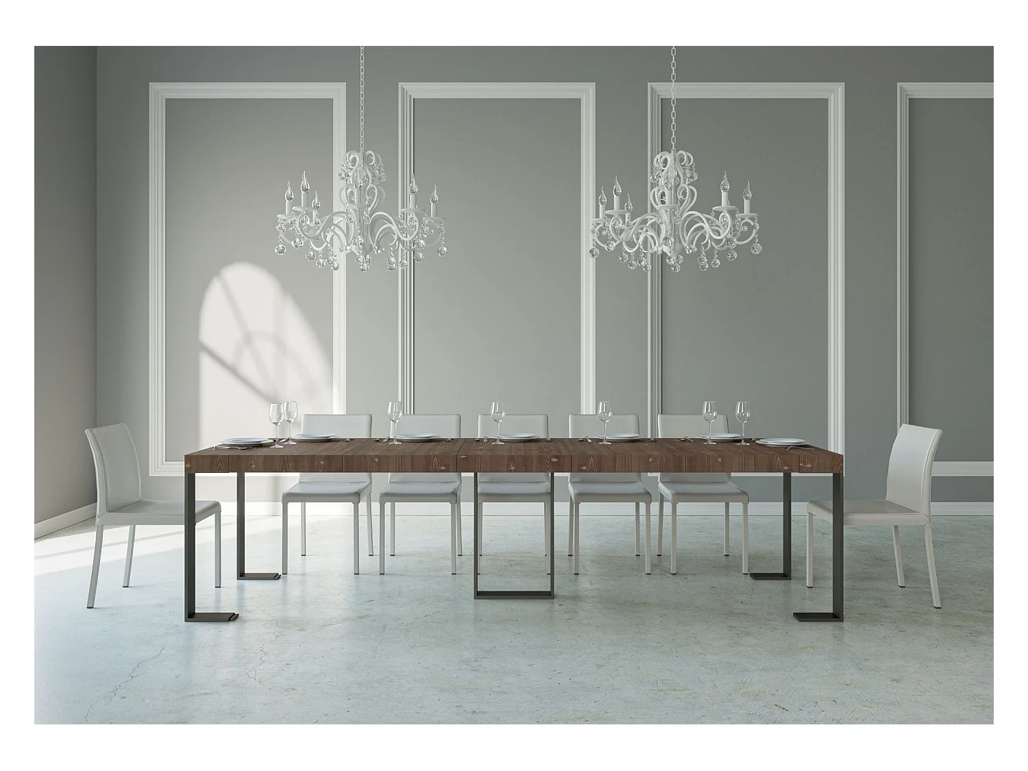 Consolle allungabile 90x40/290 cm Sintesi Premium Abete Tinto telaio Antracite