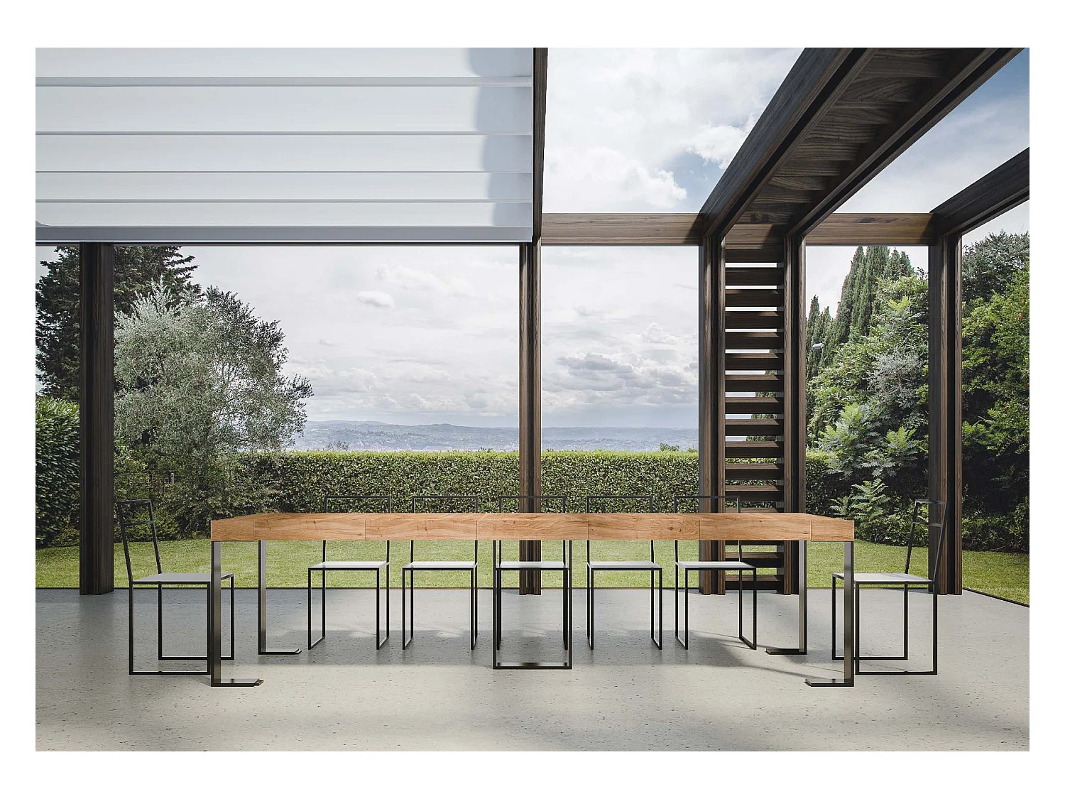 Consolle allungabile 90x40/290 cm Sintesi Premium Abete Tinto telaio Antracite