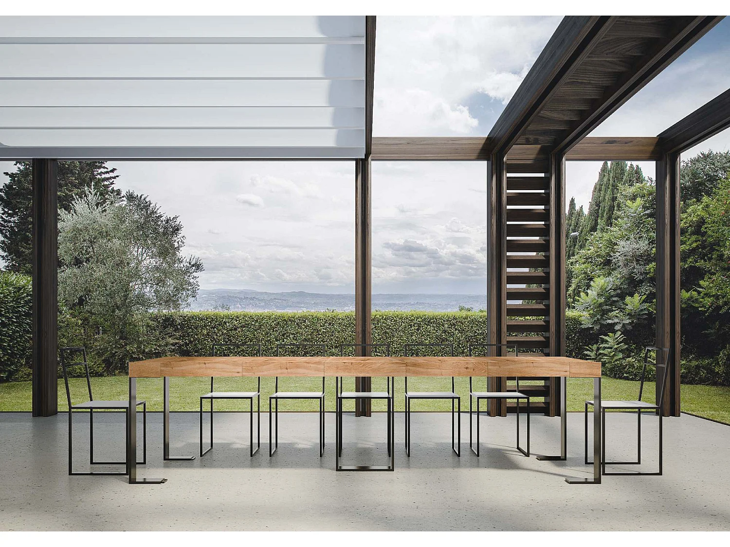 Konsola rozkładana 90x40/290 cm Sintesi Premium barwiona jodła antracytowa struktura