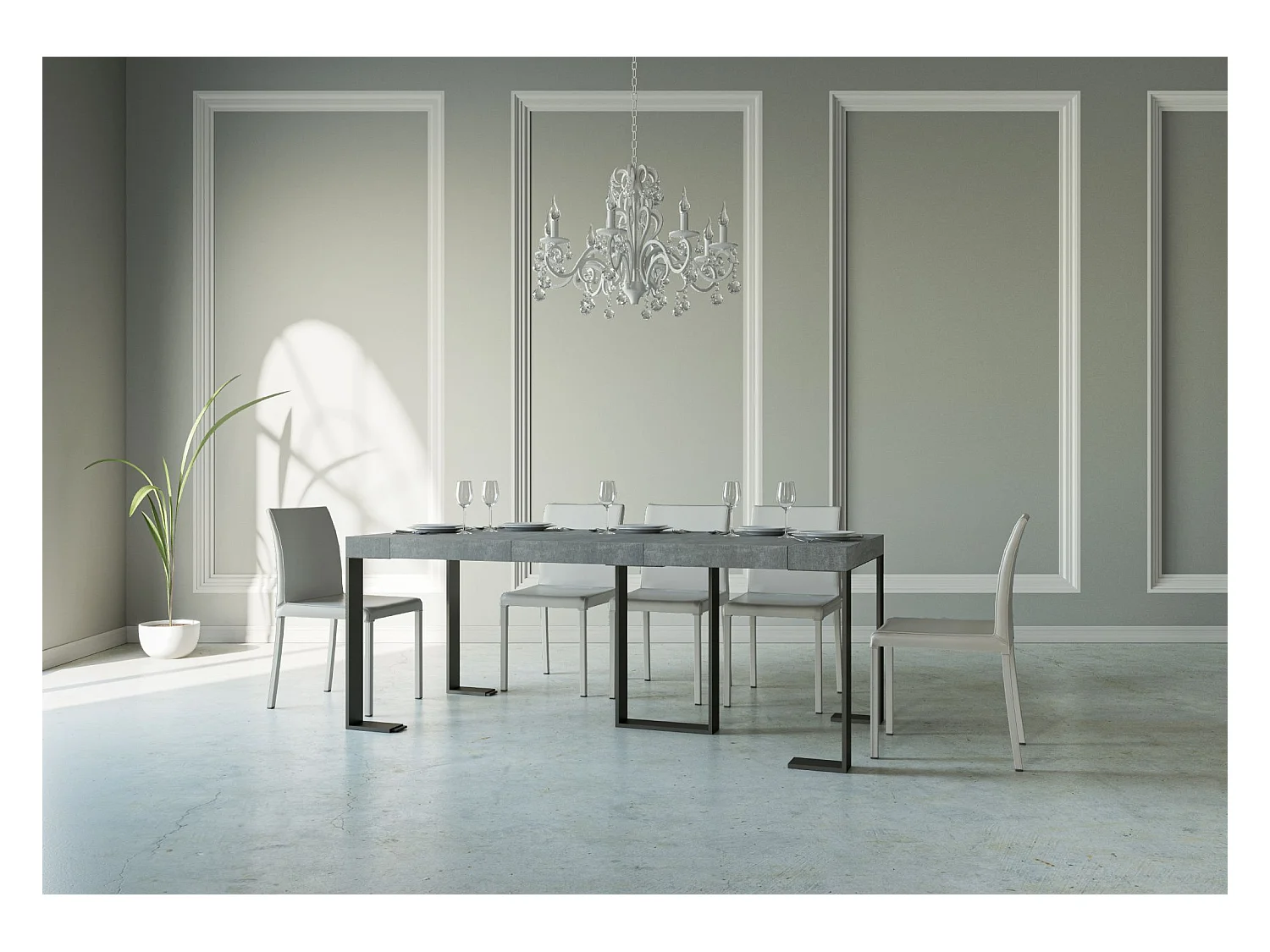 Wysuwana konsola 90x40/300 cm Sintesi Premium Struktura Cementowa Antracyt