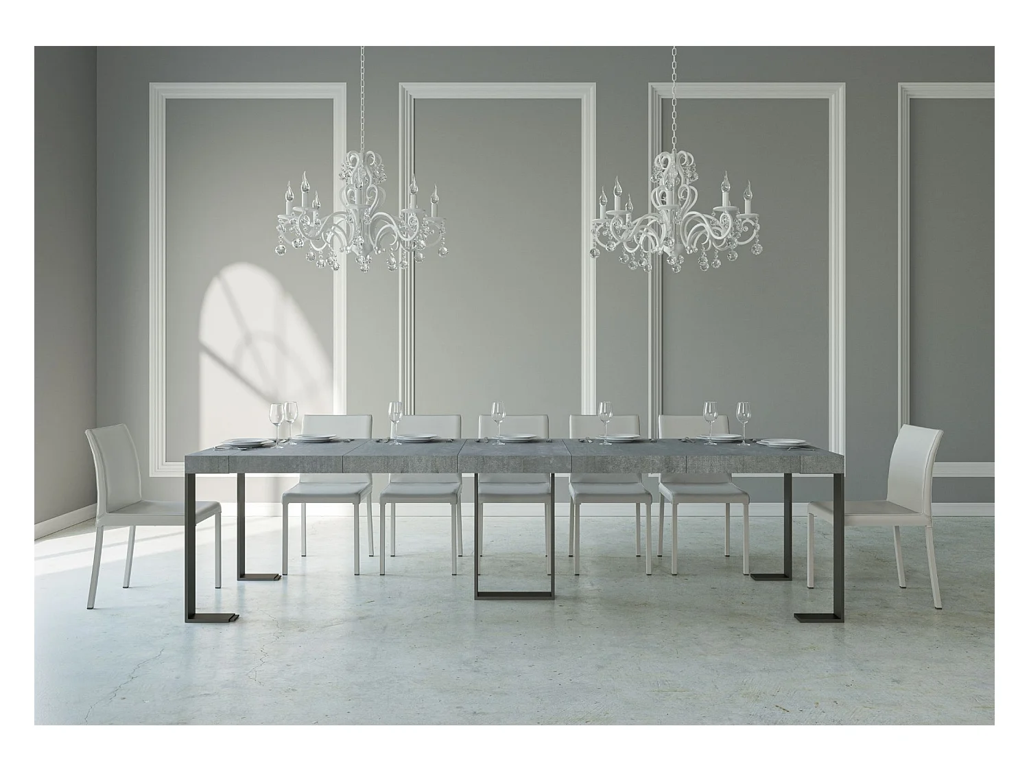 Wysuwana konsola 90x40/300 cm Sintesi Premium Struktura Cementowa Antracyt