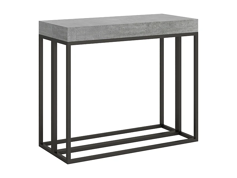 Console extensible 90x40/300 cm Epoca Premium Gris Béton cadre Anthracite