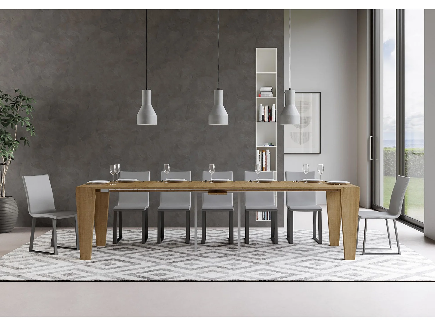 Consola extensible 90x40/300 cm Spimbo roble natural