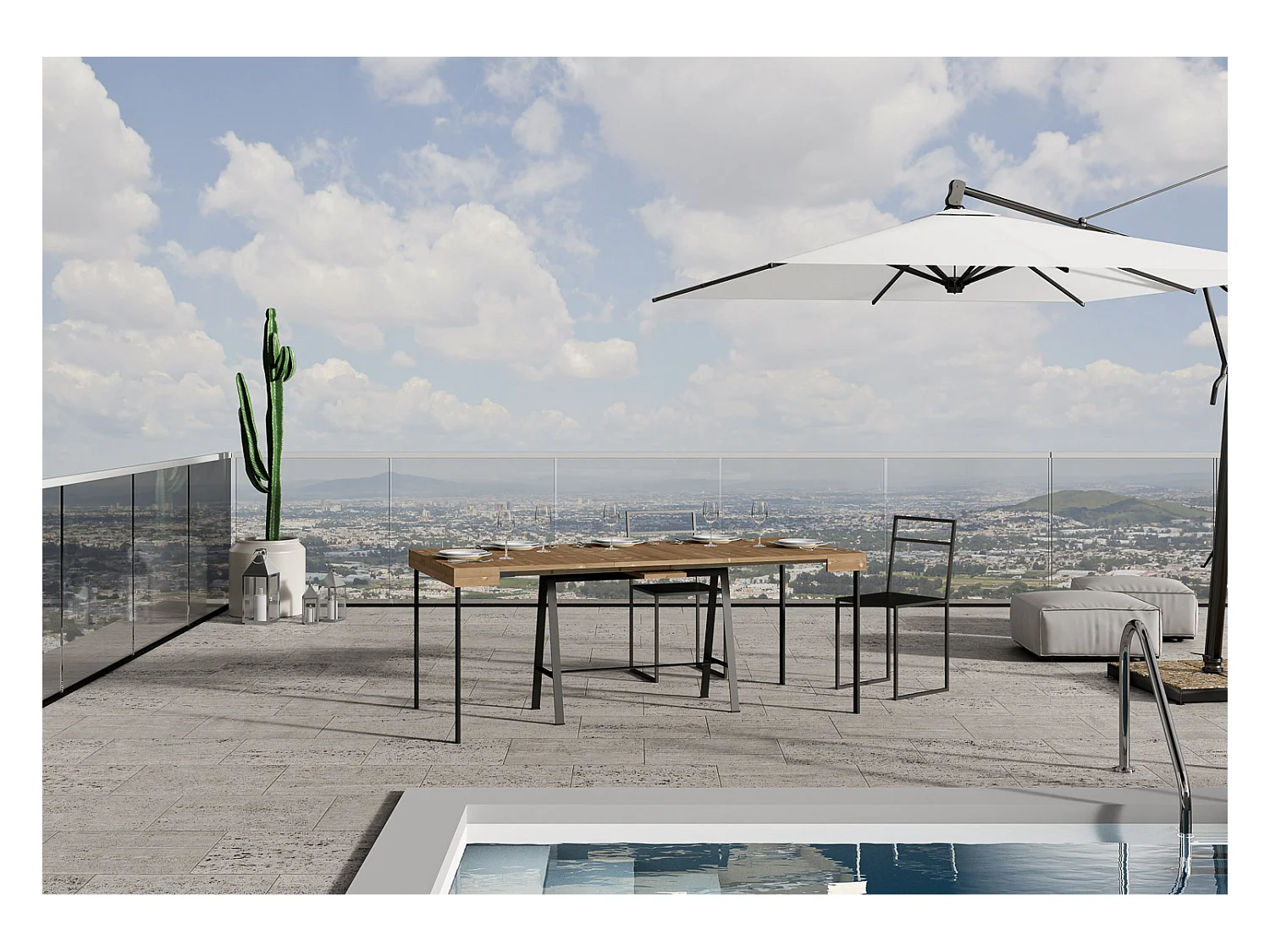 Console Iris Sapin Teinté cadre Anthracite