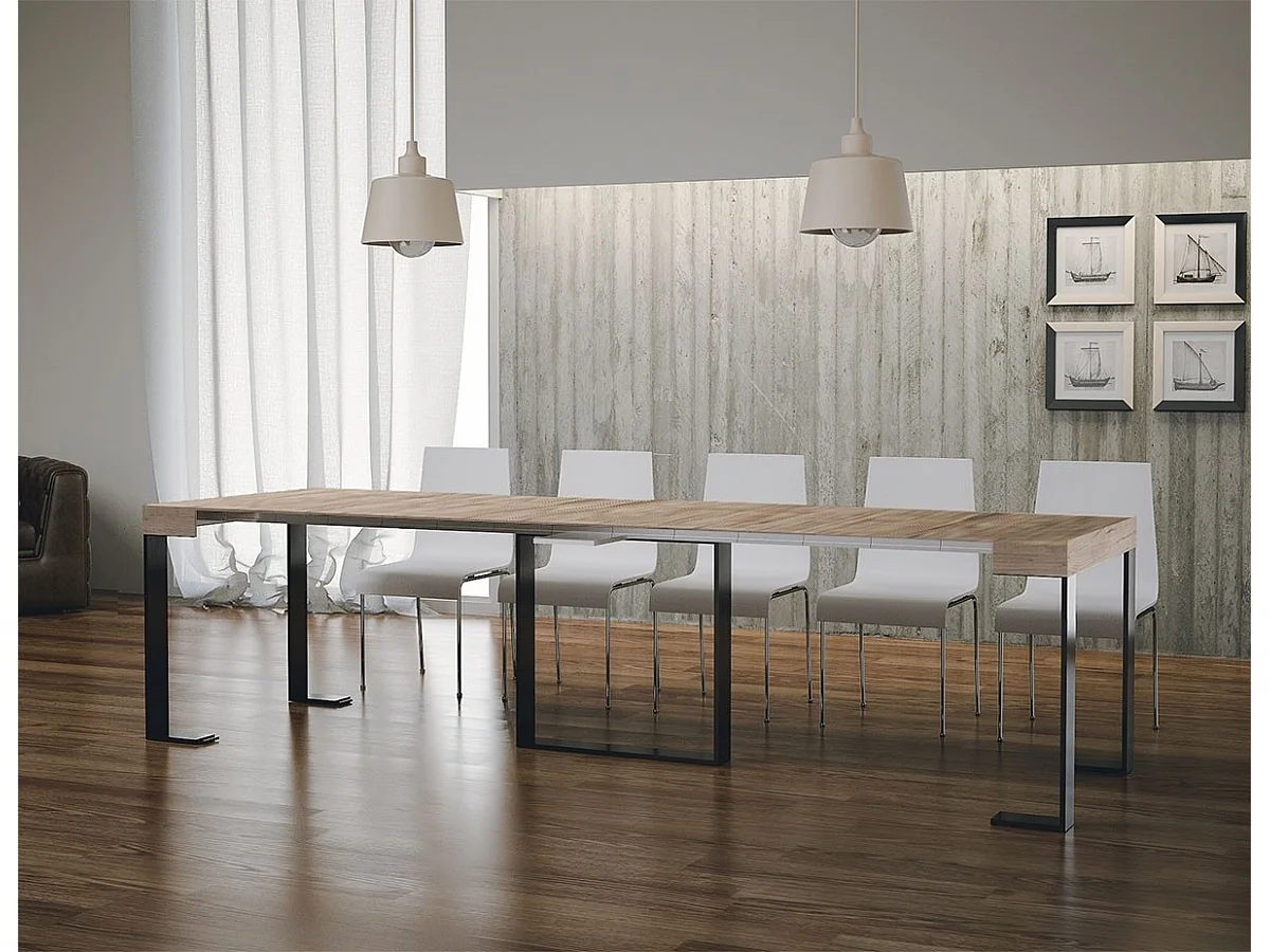 Console extensible 90x40/300 cm Futura Chêne Nature cadre Anthracite