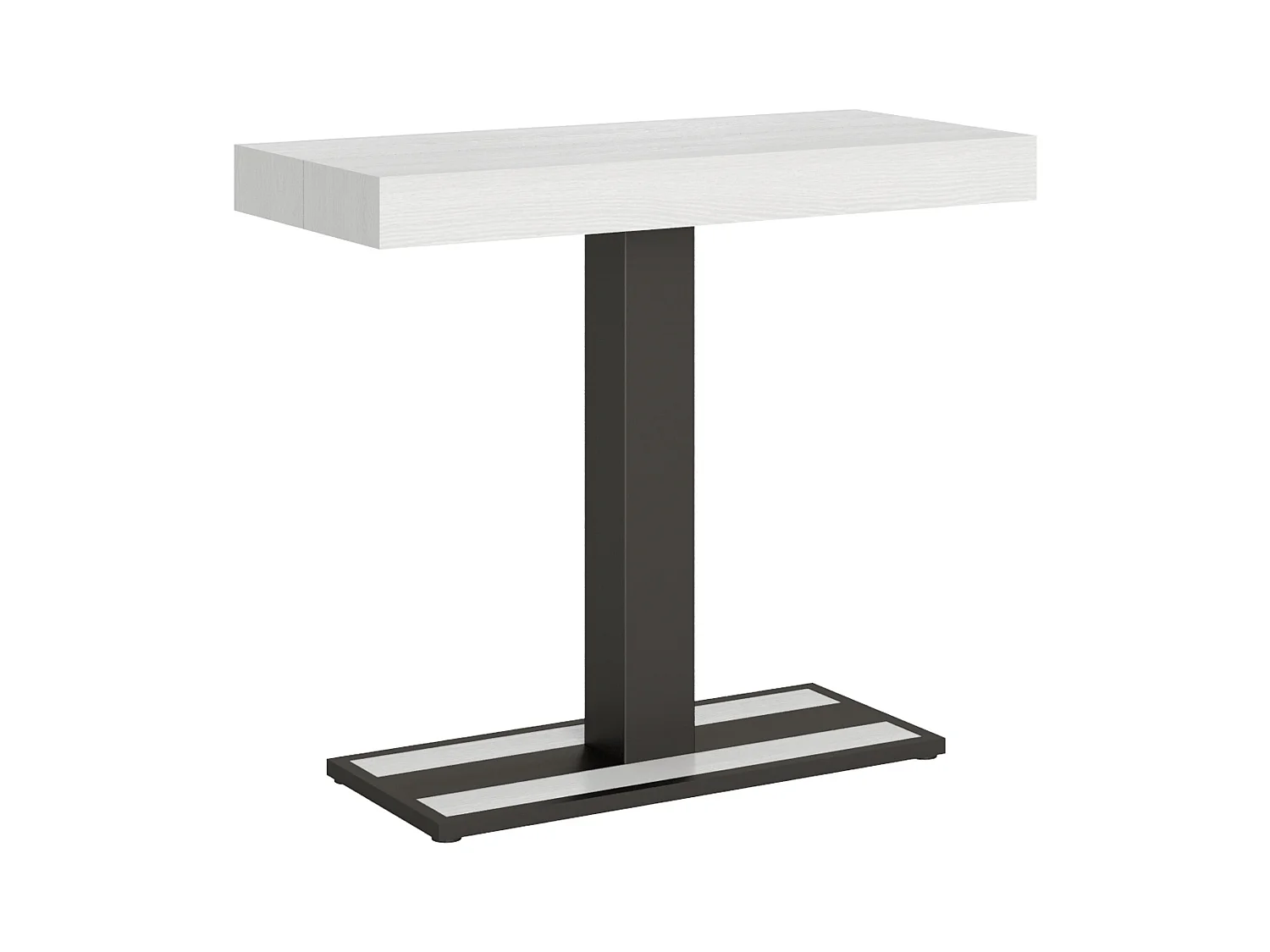 Console extensible 90x40/300 cm Capital Frêne Blanc cadre Anthracite
