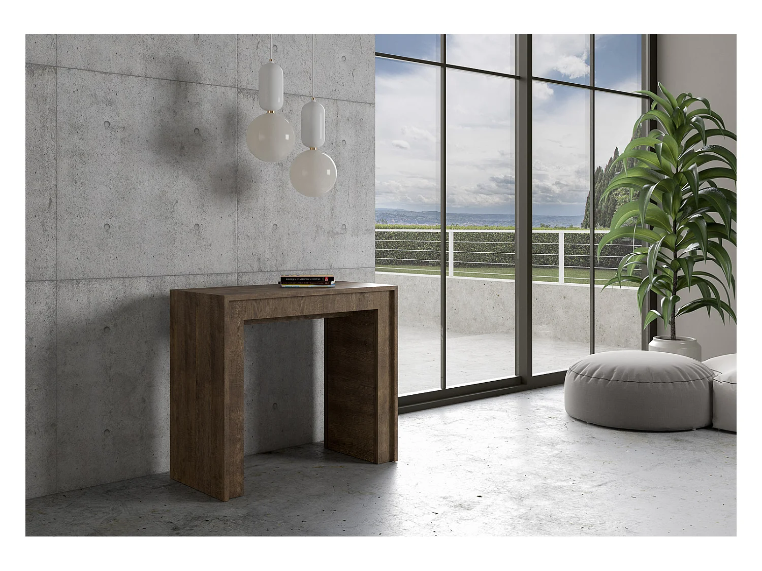 Console extensible 90x42/198 cm Mia Small Noyer