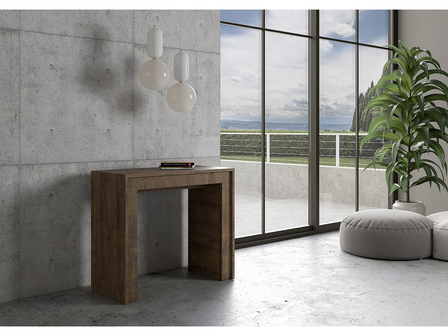 Mesa consola extensível 90x42/198 cm Mia Small Nogueira