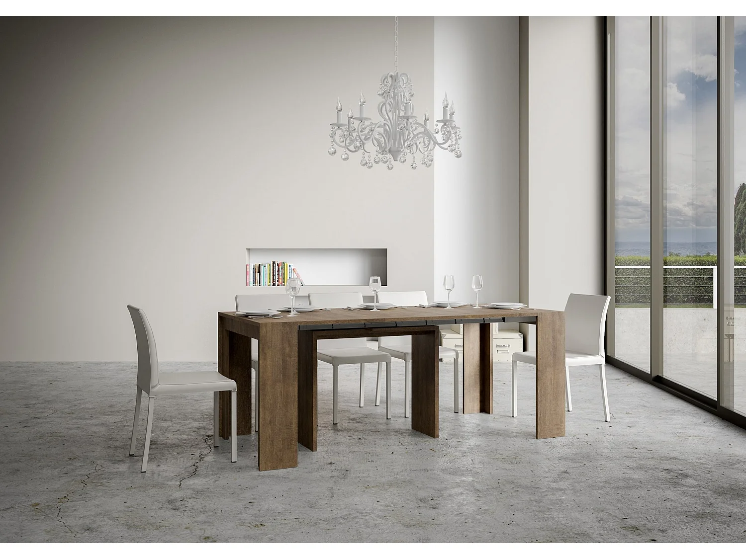 Mesa consola extensível 90x42/198 cm Mia Small Nogueira