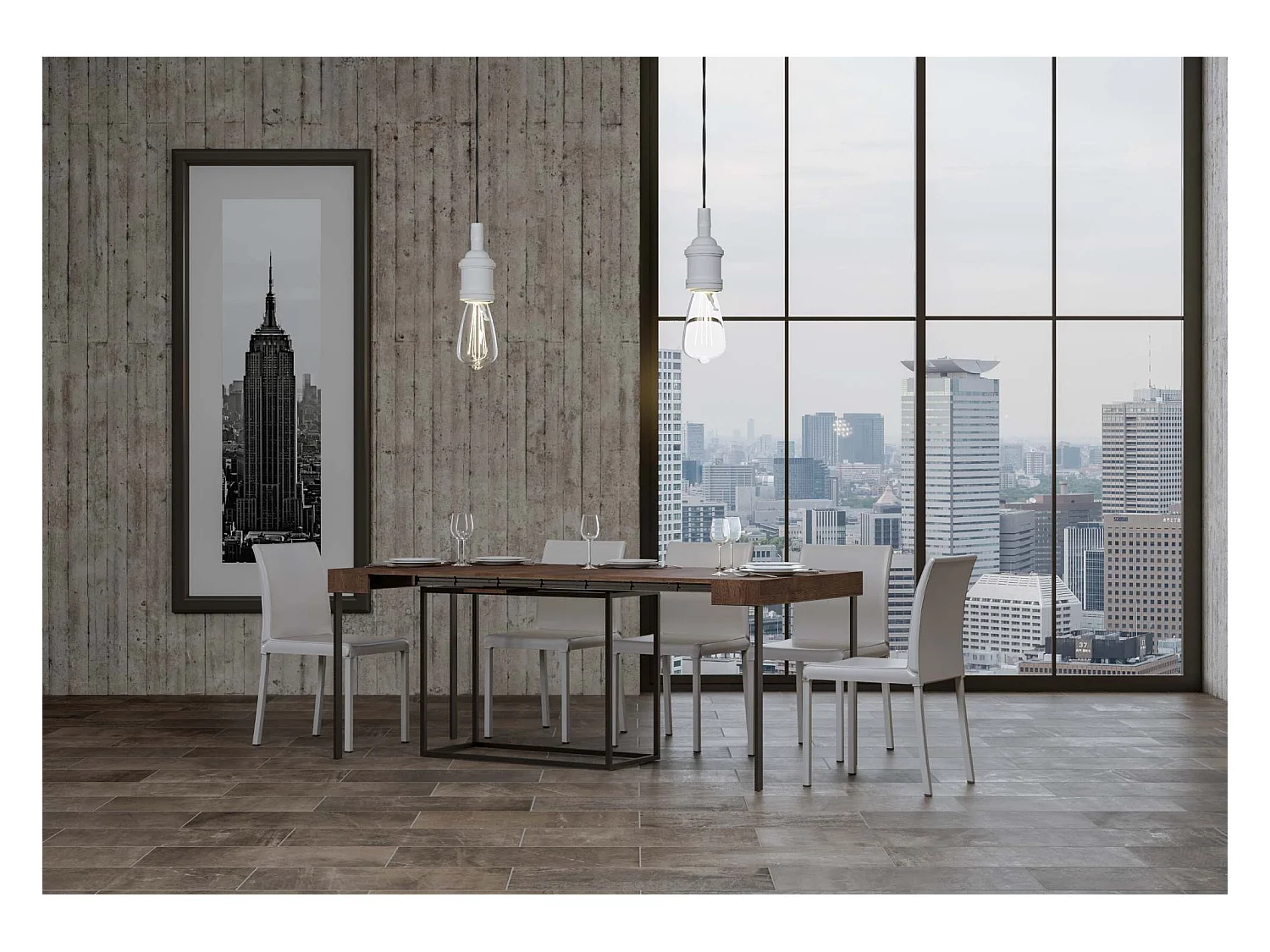 Console extensible 90x40/300 cm Nordica Noyer cadre Anthracite