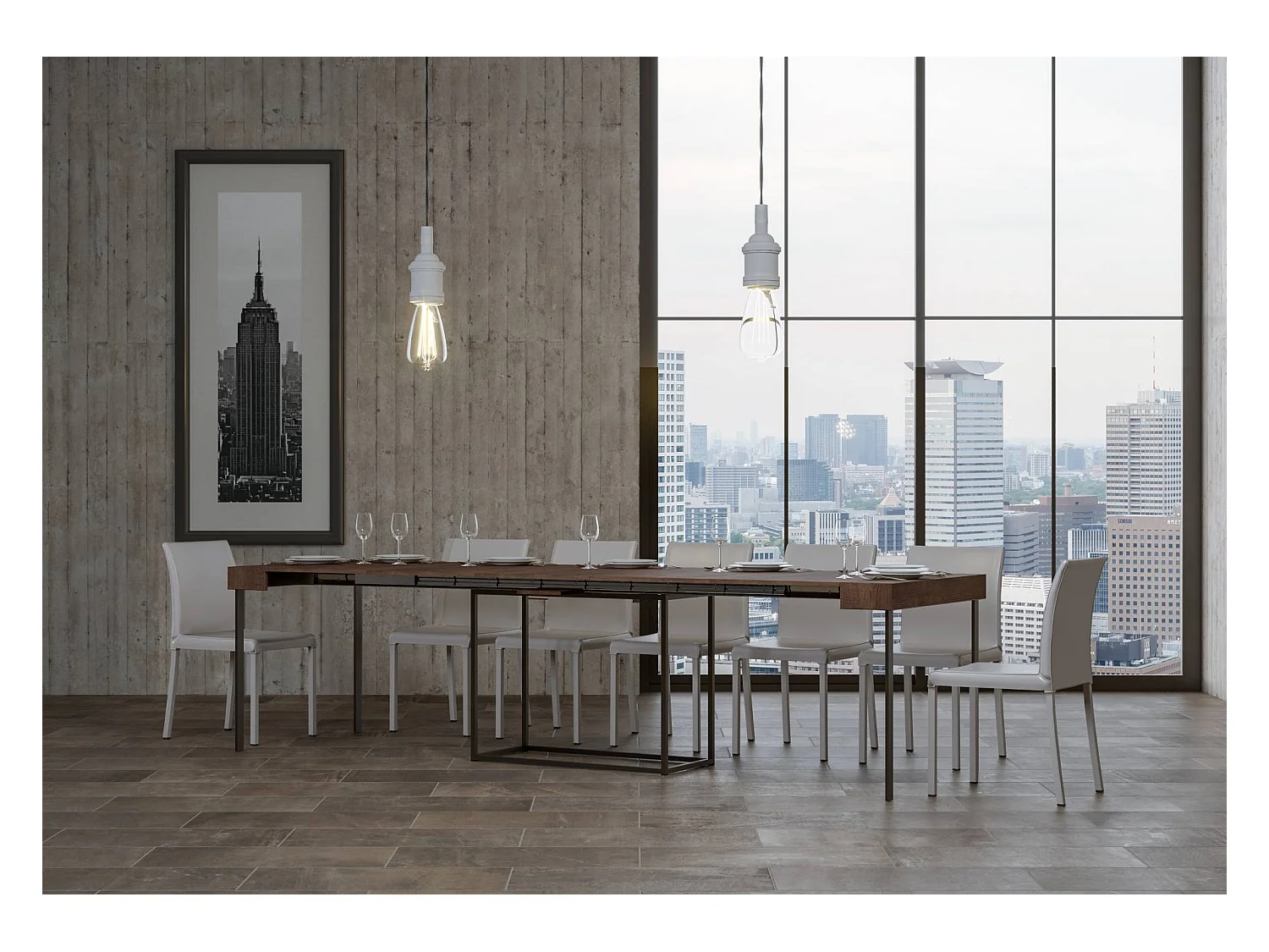 Console extensible 90x40/300 cm Nordica Noyer cadre Anthracite