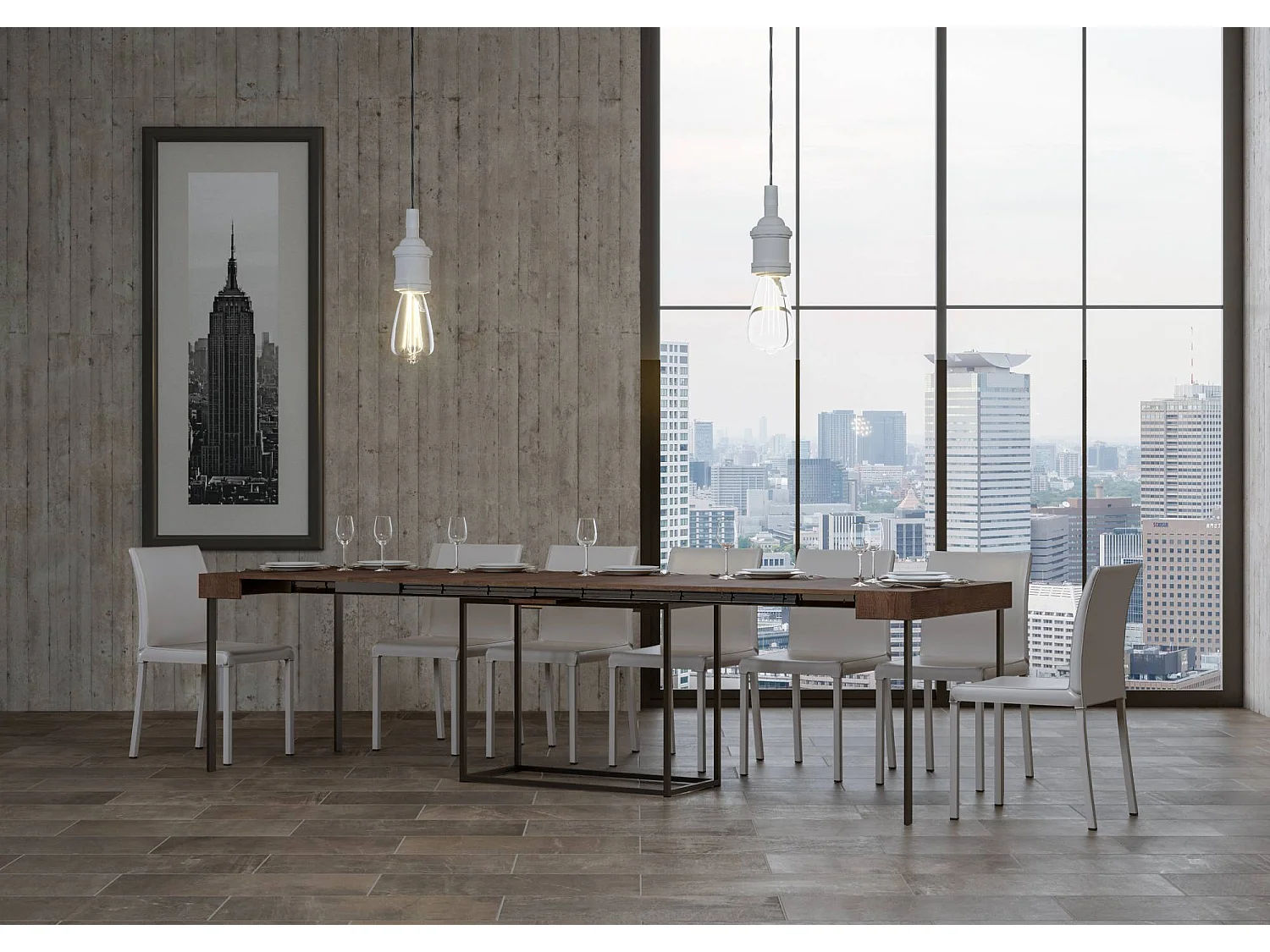 Console extensible 90x40/300 cm Nordica Noyer cadre Anthracite