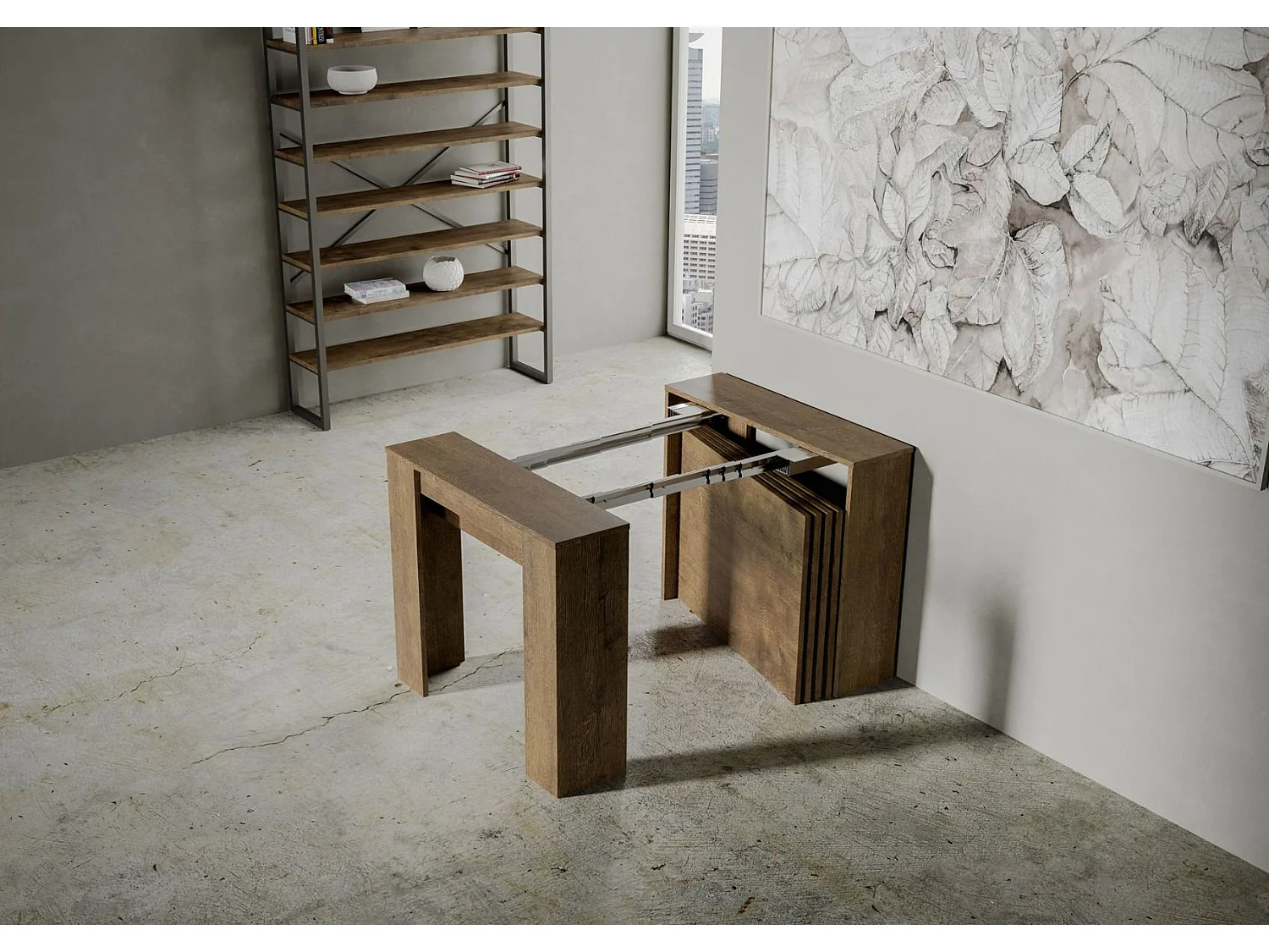 Consola extensible de madera Barry 90x48/296 cm-Color Marrón